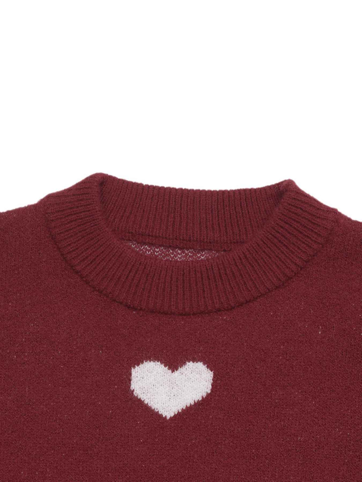Heart Print Crew Neck Sweater