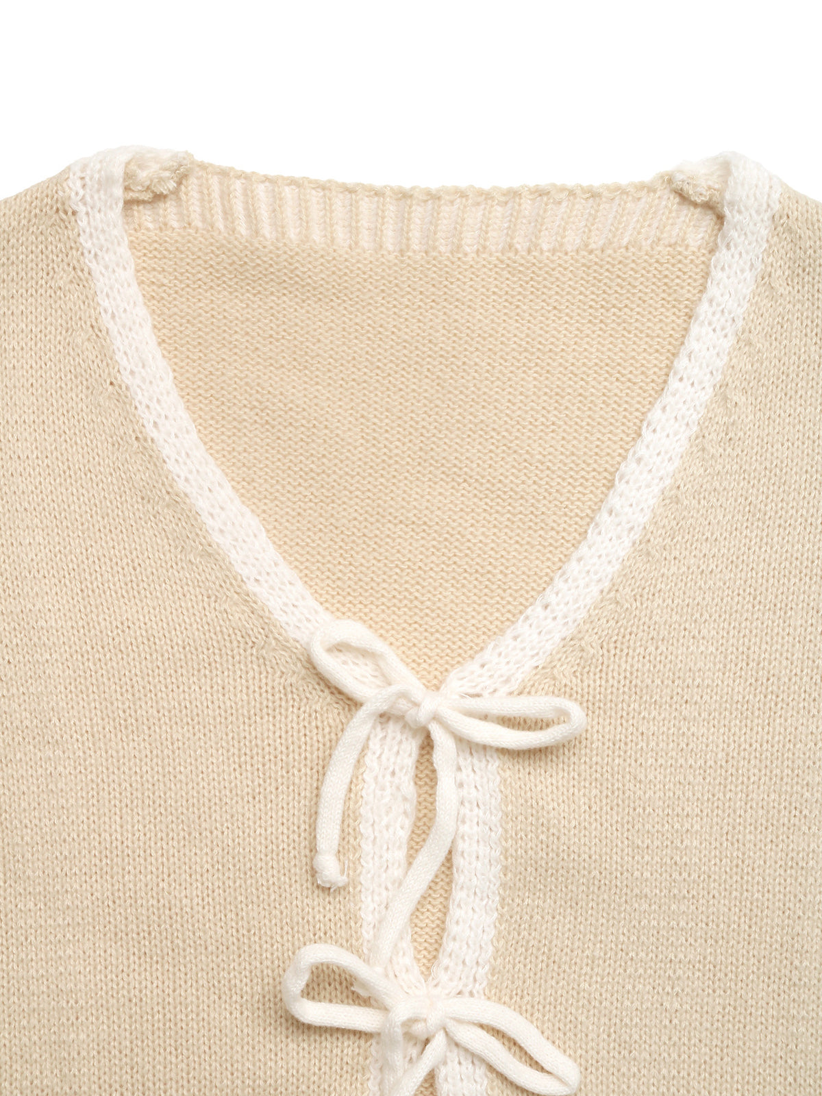 Tie Front Cardigan with Contrast Trim