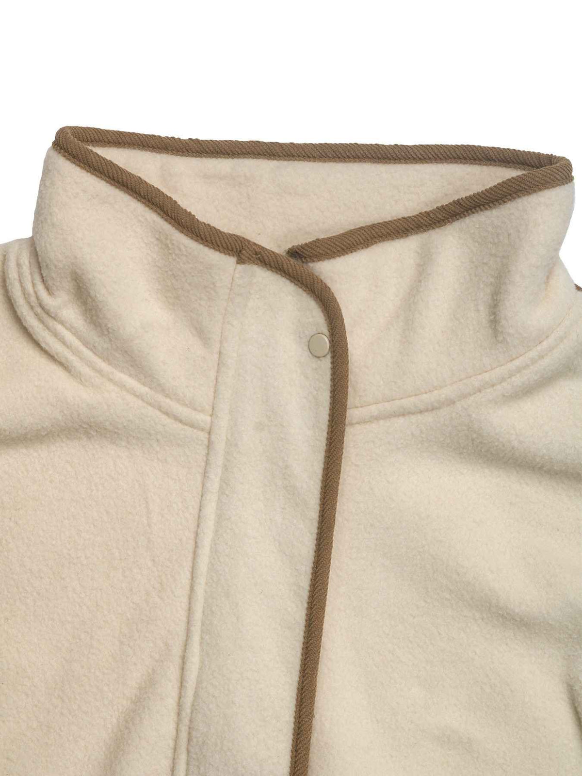 Cropped Fleece Jacket with Contrast Trim and Zip Front