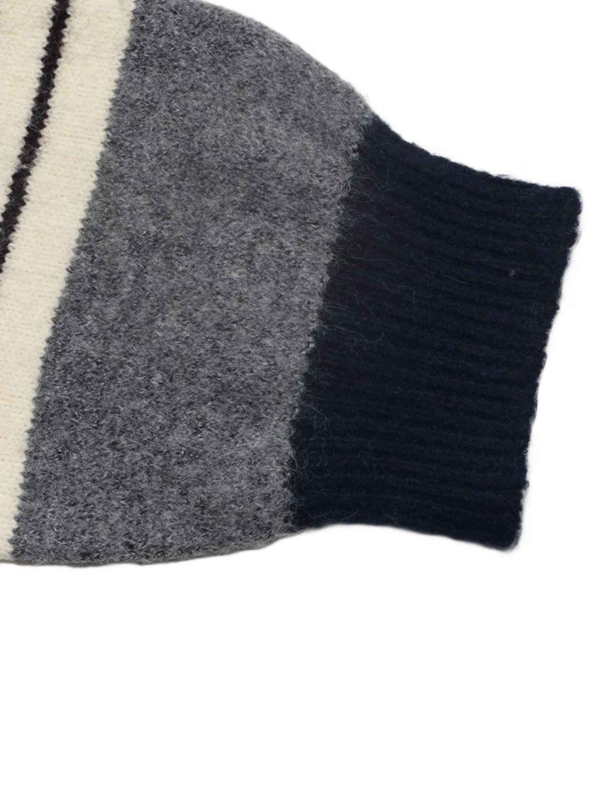 Striped Polo Sweater with Contrast Collar and Drop Shoulders