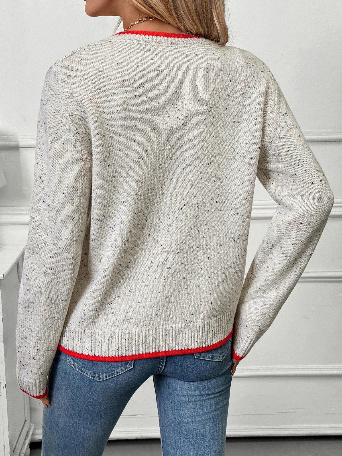 Heart Cardigan with Contrast Trim