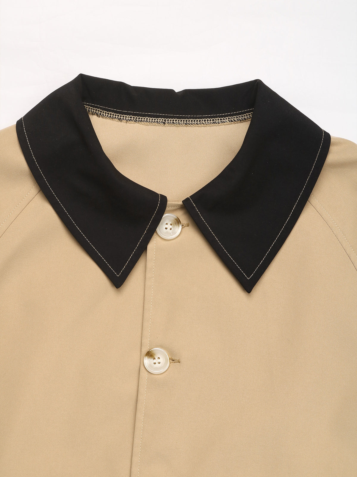 Short Trench Coat with Contrast Collar