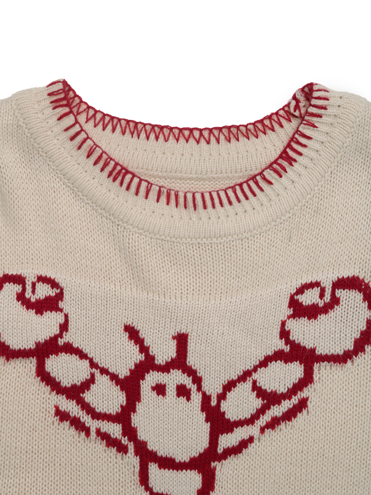 Lobster Sweater with Red Stitch Trim