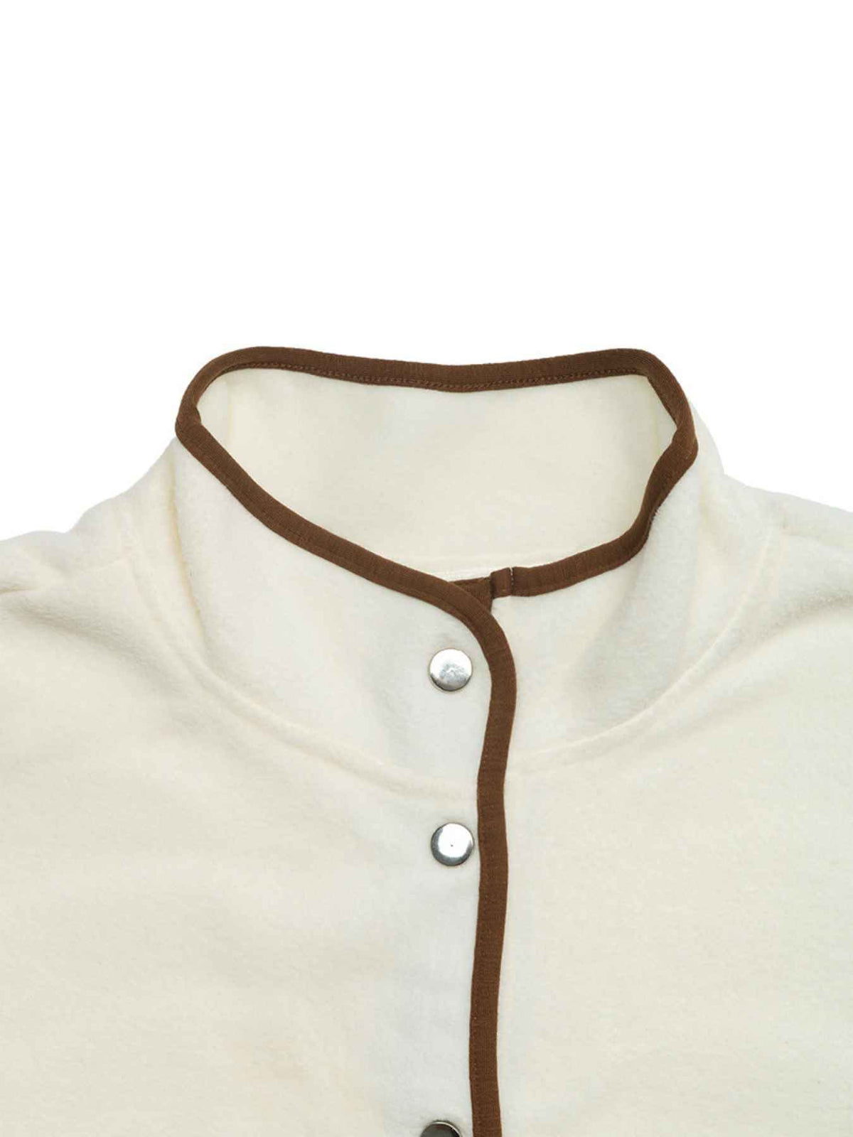 Stand Collar Fleece Jacket with Snap Buttons